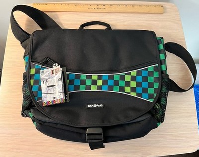 Yak Pak Crossbody Bag Multi-Color Checkerboard Bag Back Pack Black Green NEW