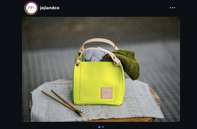 New JOJI & CO. Hand Made Leather Project Bag CUBO Neon Yellow (unavailable)