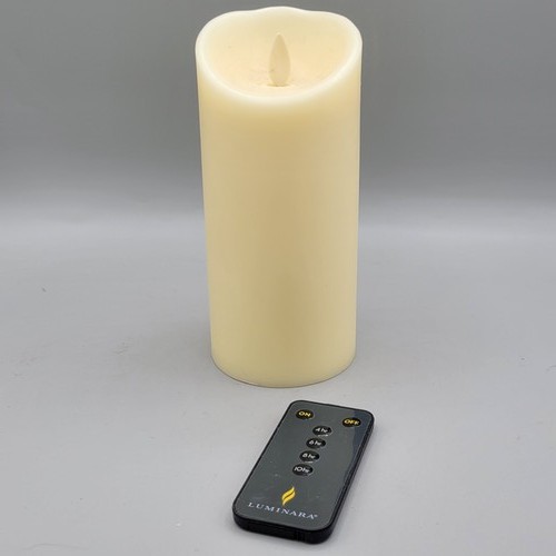 Luminara Flameless LED Moving Flame Pillar Candle with Remote Control 7"