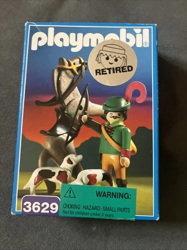 Playmobil 3629 Mounted Hunter W Dogs Horse - Vintage 1993 New Sealed Knights OOP