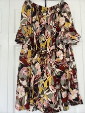 Torrid Women's 2X Floral Tea Length Dress/shorts Off-Shoulder, Pockets