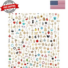 300Pcs Assorted Gold-Plated Enamel Charms for Jewelry Making - Earring, Neckl...