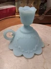 Fenton Blue Glass Finger Loop Candle Lamp