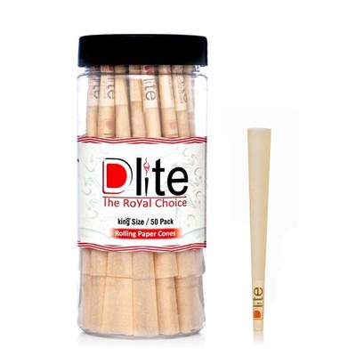 Dlite | King Size Pre-Rolled Cones | 50 Pack 109 mm | Unbleached Natural Roll...