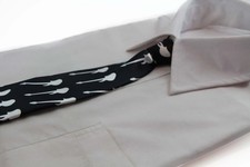 Kids Boys Black  White Patterned Elastic Neck Tie - Guitar