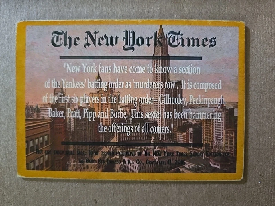 Banty Red New York Times EARLE PEINES Yankees Murderers' Row Salón de la fama Foto 2 de 2