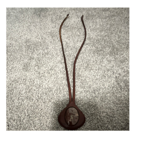 Brown Leather Men's Bolo Tie with Decorative Pendant