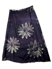 Tommy Bahama Skirt Women 8 Midi Purple Tropical Floral Silk A Line Lined Stretch