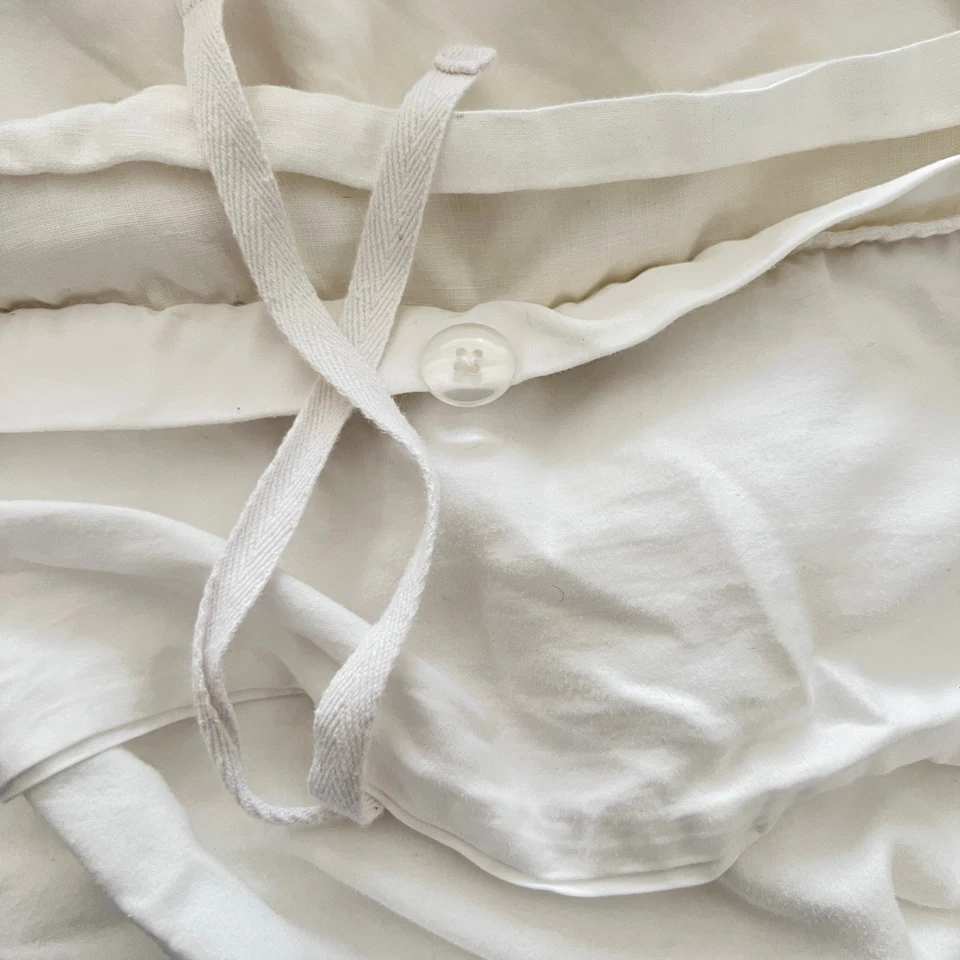 Pottery Barn King Duvet Cover Linen Lyocell Blend Ruffle Edge Button Tie Closure - Image 4 of 4