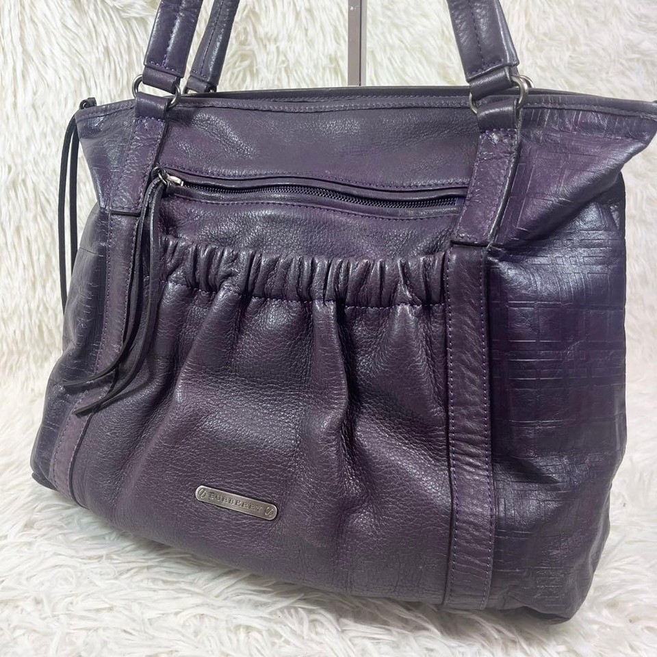 Burberry Tote Purple Leather
