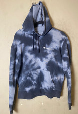 Champion Tie Dye Woman's Blue/Gray Pullover Long Sleeve Hoodie SZ M