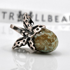 TROLLBEADS Butterfly EVENT Pendant NEW w Tags LAA 925 Green w Glitter Bud Facet