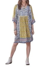 Sundance Dress Women’s Blue M Yellow Floral Terraza Boho Peasant Anthropologie