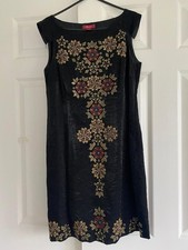 Monsoon Black Satin-Effect Dress Size 12