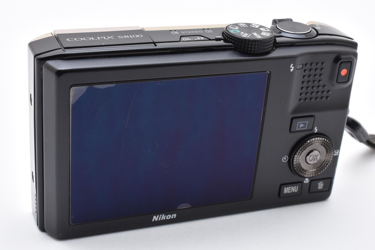 NEAR MINT] Nikon COOLPIX S8100 Gold – Works LCD Corner Black