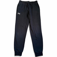 Under Armour Teens Black Fleece Jogger Pants Drawstring Tapered Size L