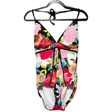 Time And Tru Floral One Piece Swimsuit Women s Size Large Sewn In Cups NWOT