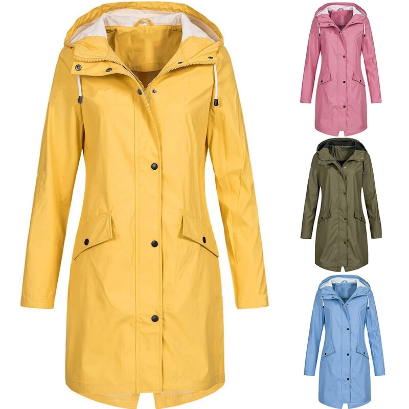 New Women Waterproof Raincoat Ladies Outdoor Wind Rain Forest Jacket Long Coat ! - Image 3 of 4