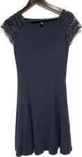 Lauren Ralph Lauren Navy Crochet Cap Sleeve Fit & Flare Dress Size S  $145 NWT