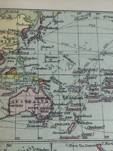 Map 1913: Pacific Ocean New Zealand Australia Original Vintage Print 28/29 B - Picture 4 of 13