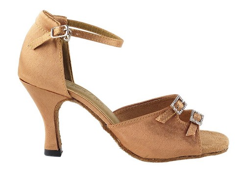 1620 Brown Satin Ballroom Salsa Mambo Latin Dance Shoes heel 3 Size 8.5 - Picture 7 of 21