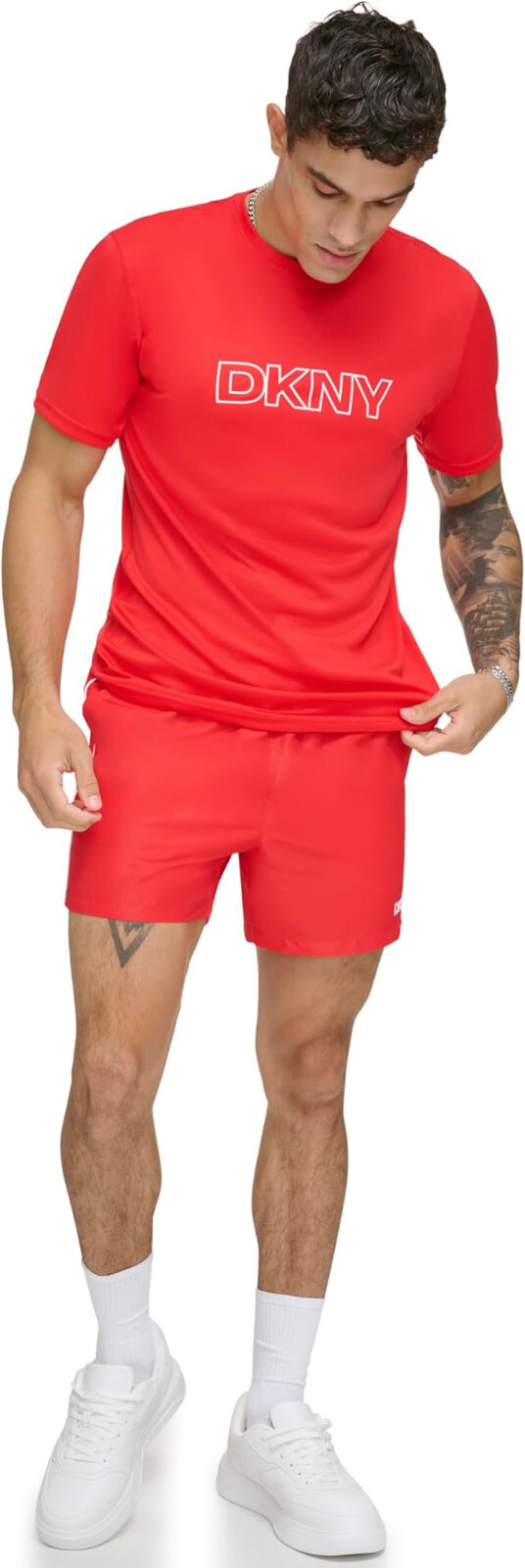 Мужской топ DKNY с коротким рукавом Quick Dry 40 защита UPF Active Top Красный Sz-L 3790₽