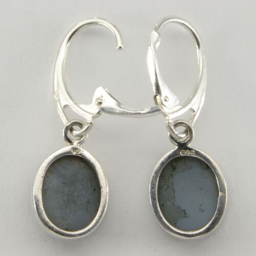 Oval DRUZY / Druse / Drusy Quartz Earrings - 925 STERLING SILVER Leverback #95x - Picture 3 of 3