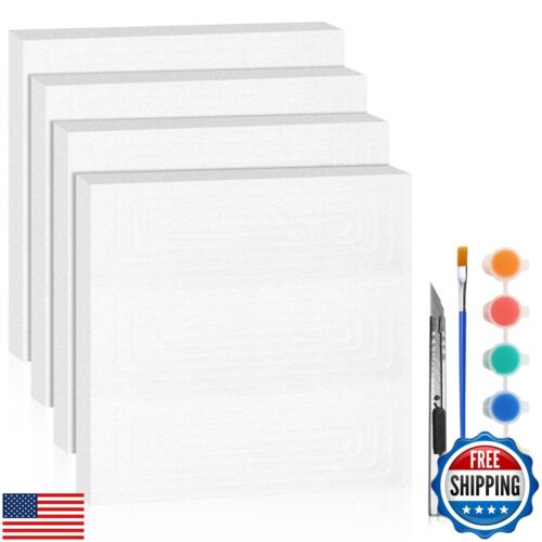 LuckyFoam White 4 Pack 12x12x1 inch FR Foam Sheets 1 Inch Thick Polystyrene R