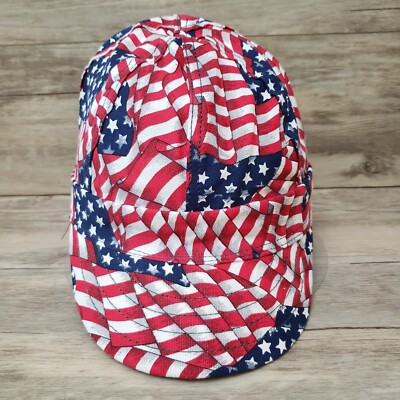 Vintage Kromer All Over Print USA Flag Welding Hat Size 3/4 54