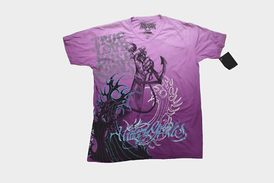True Love False Idols Mens TLFI Last Rites Lavender V-Neck Shirt NWT 3XL