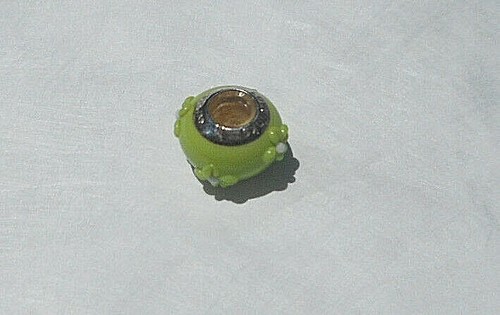 Genuine Lovelinks Charm, Murano Glass, Lime Green Flowers, Sterling Silver, New - Picture 2 of 2
