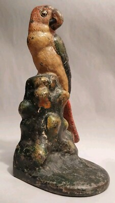 Antique Hubley Style   Cast Iron Parrot Doorstop/Bookend 6.5'' Fabulous & Amazing