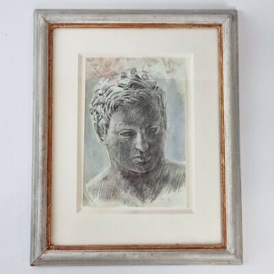 Michael Stennett signiert Bleistift & Pastell Zeichnung Studie Porträt eines Mannes
