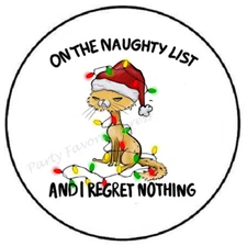 ON THE NAUGHTY LIST REGRET NOTHING ENVELOPE SEALS LABELS STICKERS PARTY FAVORS