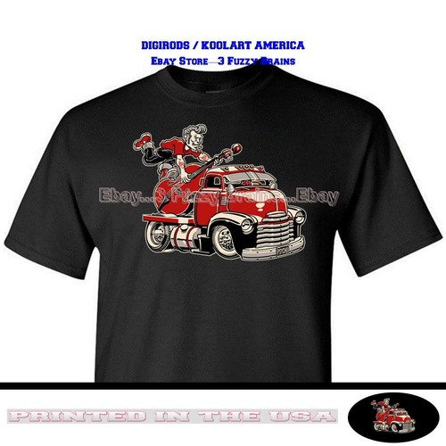 Maglietta Rockabilly Psychobilly Bass Player COE Truck Retro Cartoon Car Nera  - Foto 1 di 3
