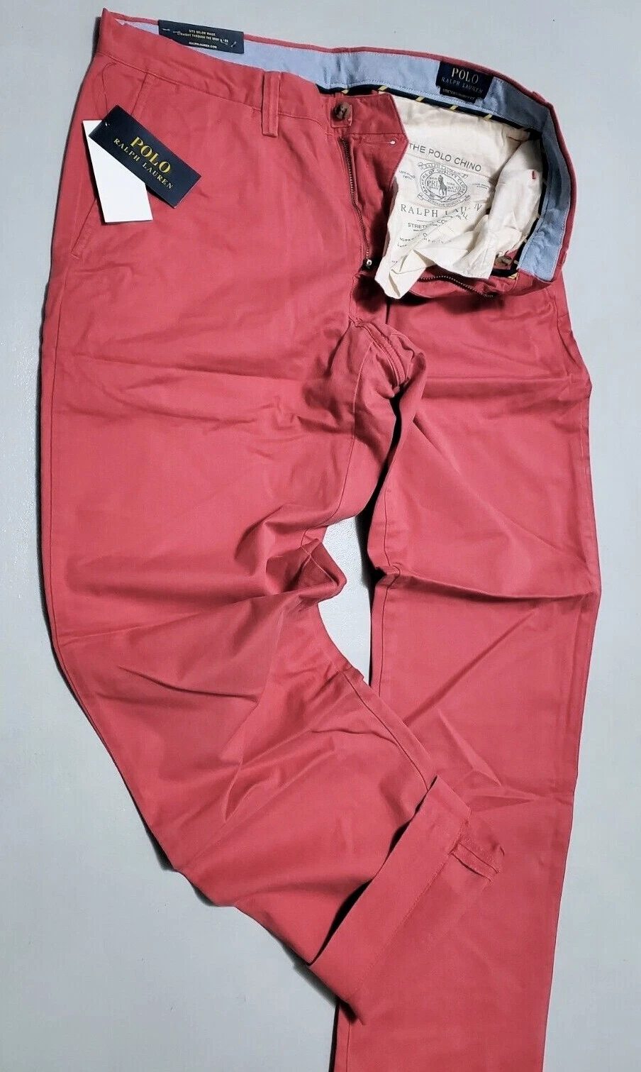 NWT. POLO RALPH LAUREN MENS STRETCH STRAIGHT FLAT-FRONT TWILL COTTON CHINO PANT