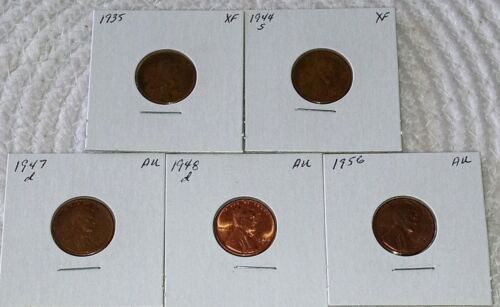 5 Wheat Pennies 1935-1956 (1P6-10) Vintage Wheat Pennies Add to Your collection - Picture 2 of 4