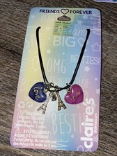 Claire  s Paris Eiffel Tower Mood Heart Bff Best Friends Necklaces Jewelry Set Nw