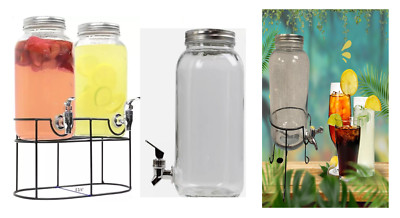 Klarglas Getränkespender mit Zapfhahn 3L/5L Saft Wasser Milch Cocktail Krug