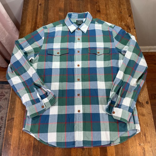 J Crew Shirt Herren groß blau grün kariert geknöpft Flanell lässig Preppy