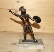 Figurine vintage en métal fait main guerrier spartiate