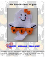 Halloween EEk Girl Ghost Magnet-Plastic Canvas Pattern or Kit