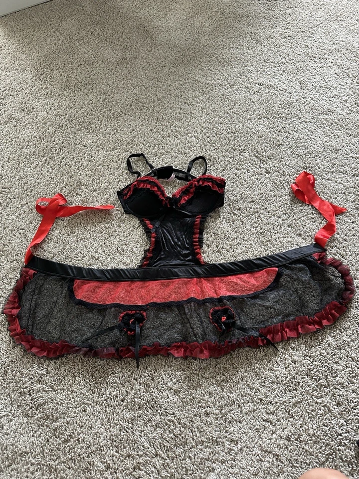 Native Intimates сердце детали красный/черный белье фартук бант платье размер 36B сетки - Изображение 2 из 4