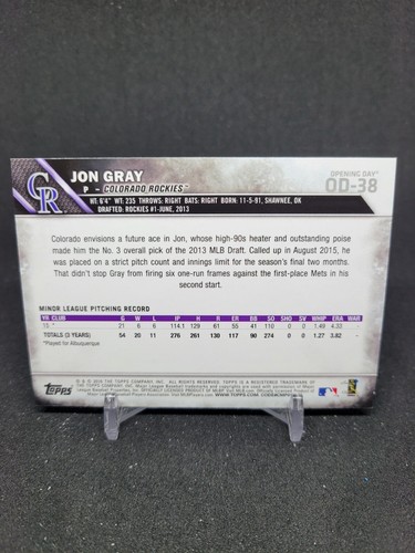 Jon Gray 2016 Topps Opening Day RC ROOKIE OD-38 - Picture 2 of 2