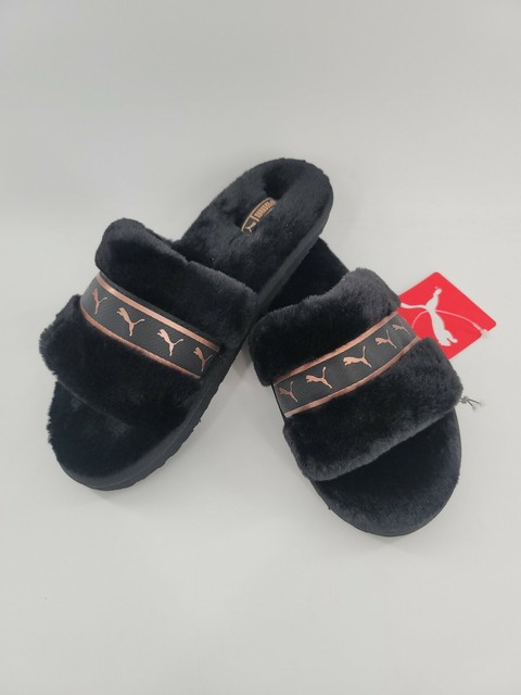 fluffy puma slippers