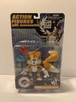 Sonic X Toy Island Miles Tails Prower NEW HTF RARE Figure w/ Chaos Emeralds O1