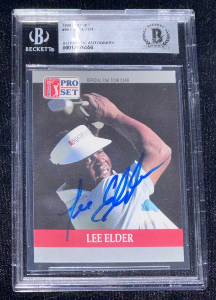 Lee Elder "1st to Play Masters" Signed 1990 Pro Set Rookie Card Auto BAS Beckett - Image 2 of 4