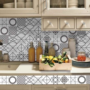 Black White Retro Tile Tiles Stickers Film Pvc Bathroom Waterproof