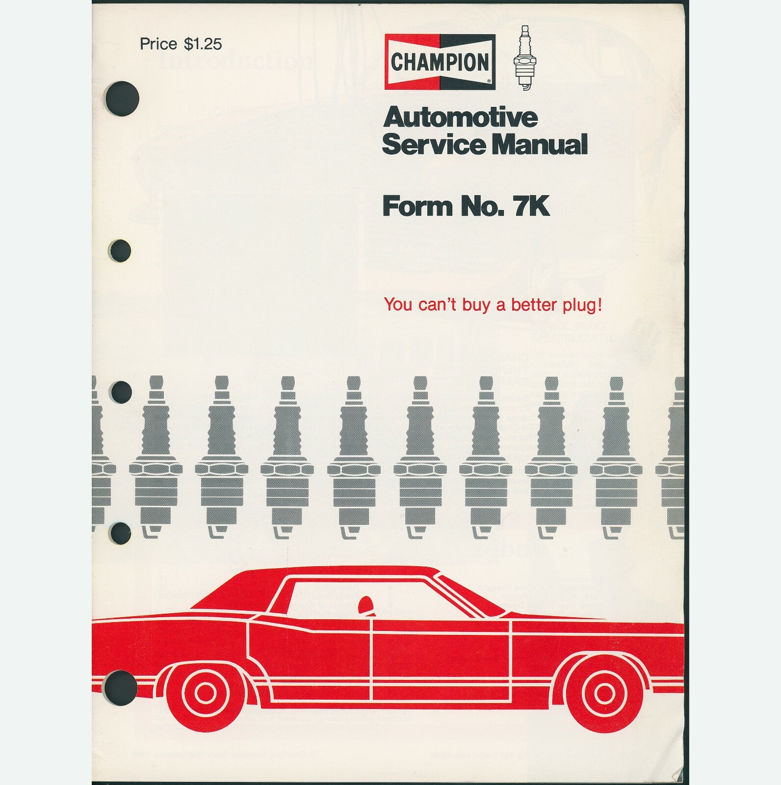 1972 Champion Spark Plug Automotive Service Manual Form 7K