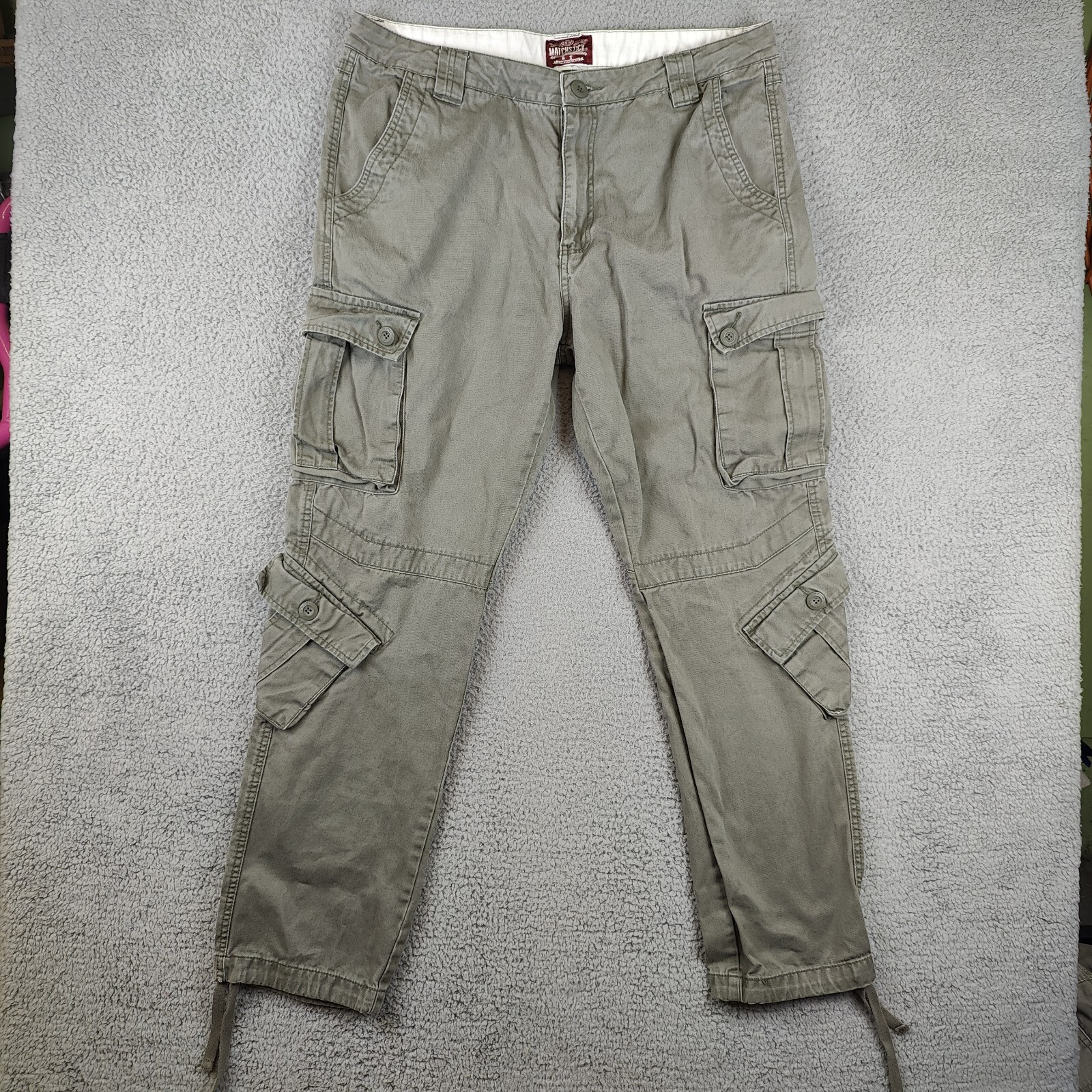 Matchstick Cargo Pants Mens 38x32 Green Drawstring Adjustable Tactical Gorpcore-image